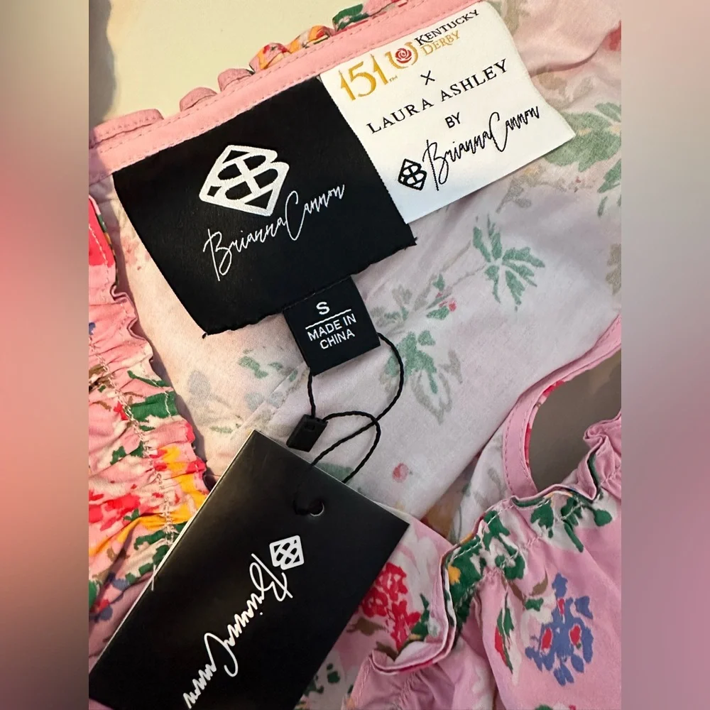 NWT Laura Ashley Pink Floral Ruffle Kentucky Derby Mini Dress - Picture 9 of 10